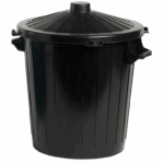 Afvalbak 80 liter met deksel zwart