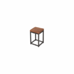 Lage kruk steel&wood cognac