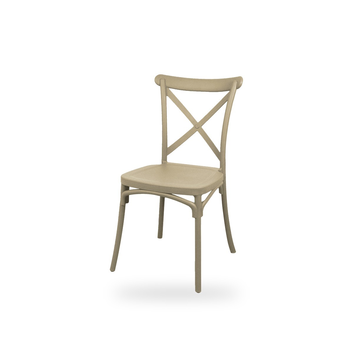 Crossback stoel Sand in beige taupe tint, te huur voor bruiloften